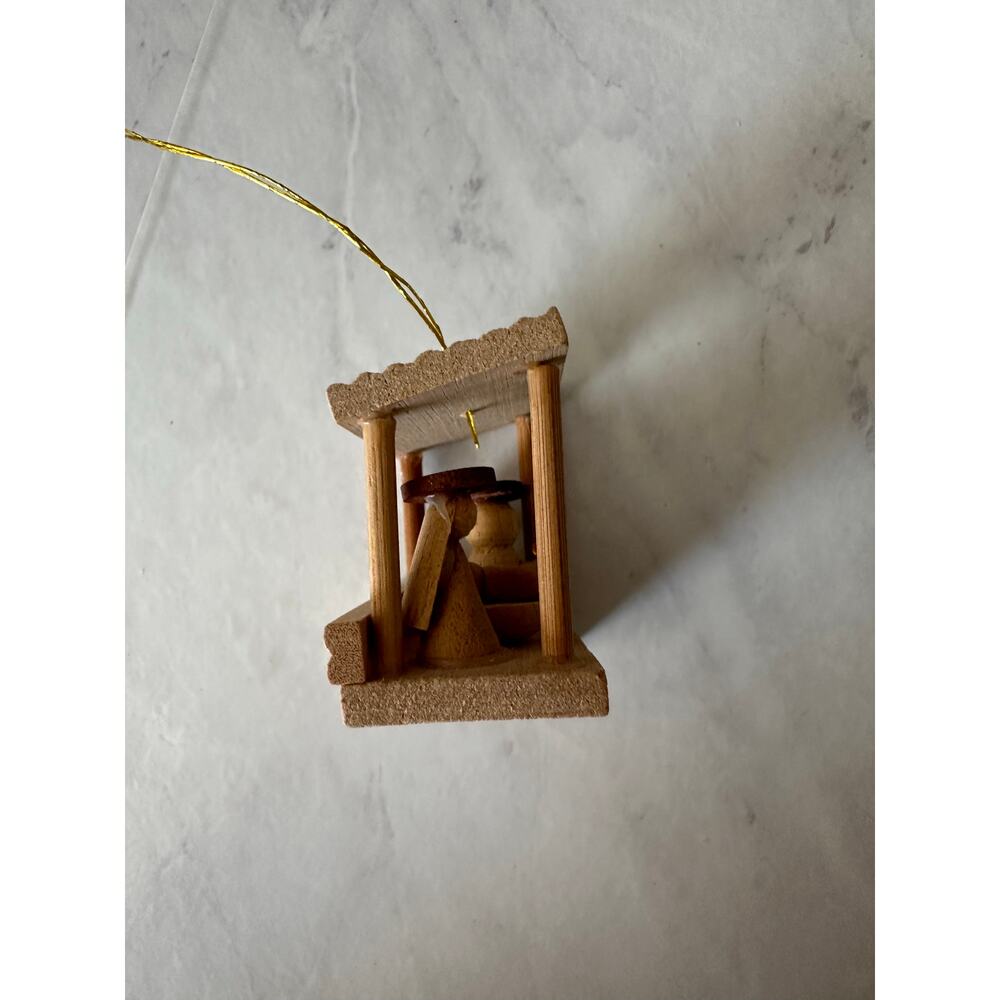 Miniature Wooden Nativity Scene Vintage Christmas Ornament Primitive Style